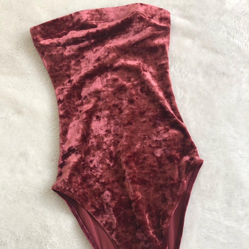 Velvet tube top bodysuit